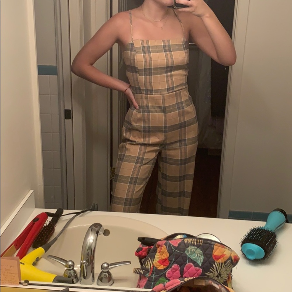plaid jumpsuit